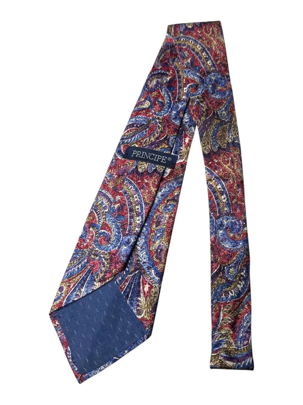 Principe Silk Neck Tie Paisley Red Blue Gold Office Formal Classic